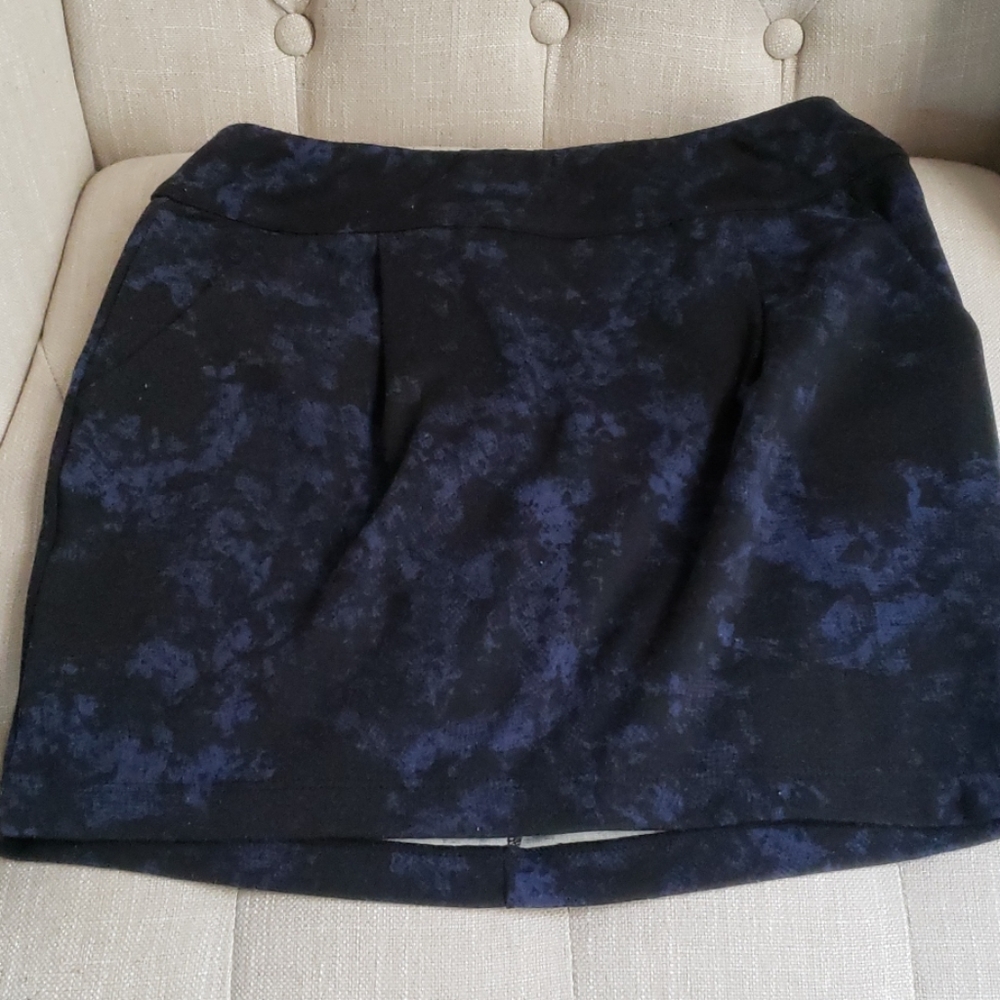 Blue and black mini skirt